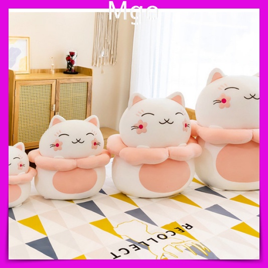[Hàng nhập khẩu] Gấu bông teddy bear mèo trắng dễ thương, gấu nhồi bông hình mèo trắng Size 35cm 50cm 80cm