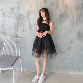 đầm quây voan xoè kèm choker