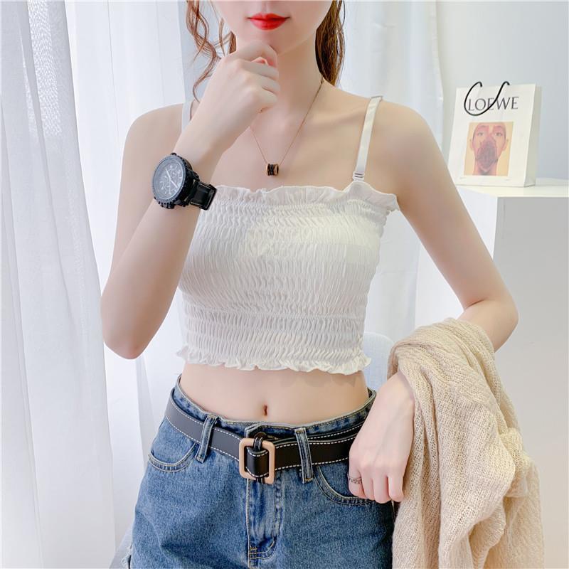 Áo Hai Dây Có Mút Đệm Ngực Dáng Ngắn Ôm Dáng Gợi Cảm Thời Trang Mùa Hè Cho Nữ