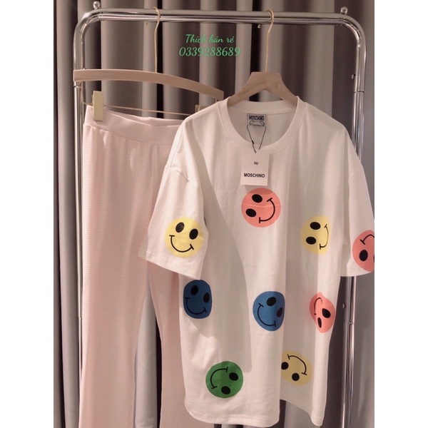 ( Xã kho) SET QUẦN ỐNG RỘNG MẶT CƯỜI COTTON TÚI ZIP HÌNH THẬT