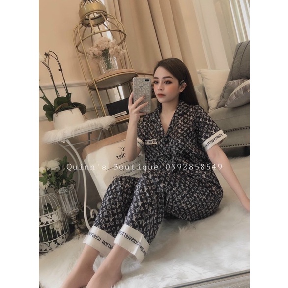 Bộ ngủ Pijama LV cộc tay lụa latin | BigBuy360 - bigbuy360.vn