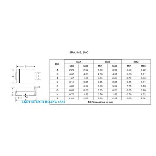 Diode Schoottky chân dán SMD SS14( 1N5819); SS24; SS34( 1N5822); SS54( SMC)