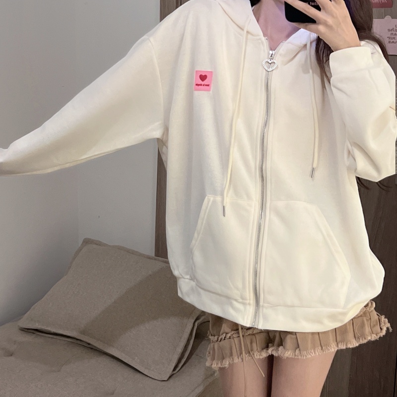 SUXI Áo Khoác Nữ Có Nón Tay Dài Màu Sắc Thời Trang