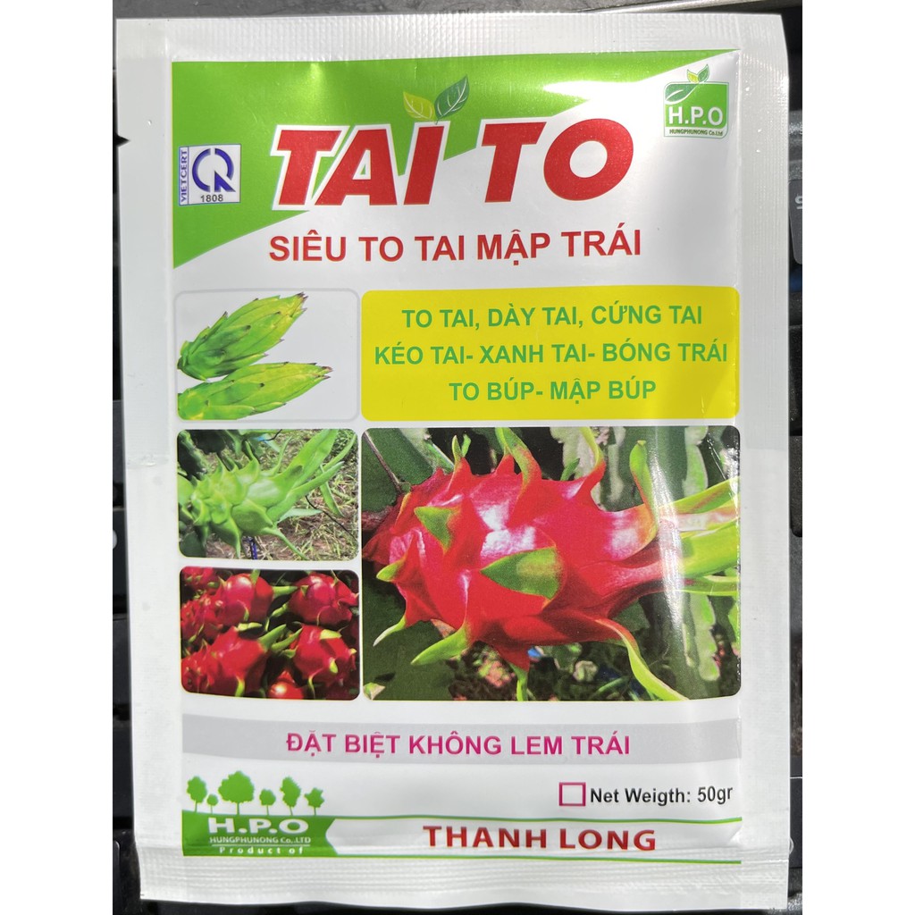 Phân Bón Chuyên Thanh Long - Tai To - Tai Voi - Siêu To Tai - Mập Trái -  Gói 50g - Tai Voi Không Lem