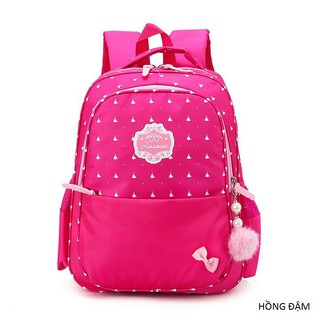 Balo học sinh chống thấm kèm móc bông cute cho bé, cặp học sinh cho bé gái nhiều ngăn