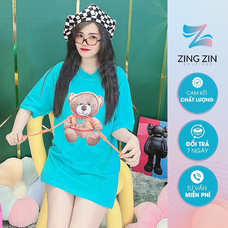 Áo Thun Hình Thêu Nổi Hình Gấu Dây Quảng Châu Cao Cấp  - AT2