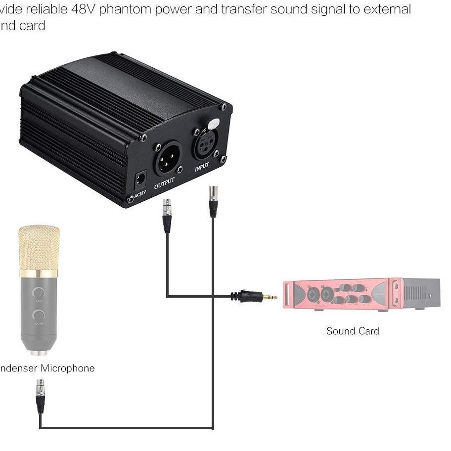 Bộ Nguồn Micro Phantom 0qb 1 Kênh 48V Kèm Dây Cáp XLR ❂