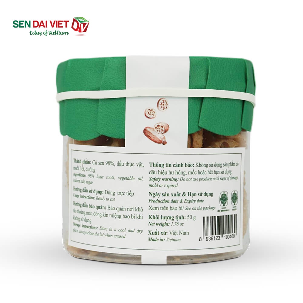 Củ Sen Sấy- Không Đường, Ăn Vặt Không Lo Tăng Ký, Sen Đại Việt-Hủ 50g