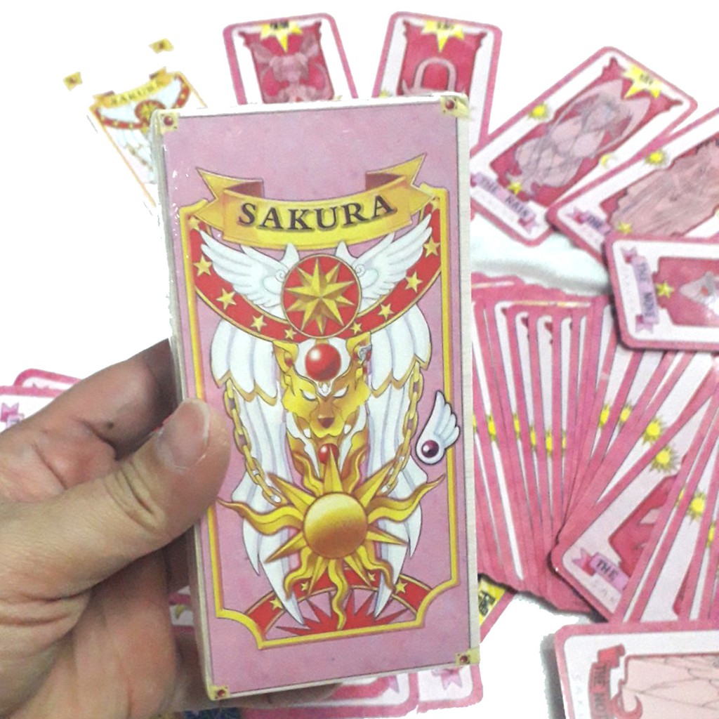 Thẻ Bài Clow Card  - SAKURA 56 lá bài  (2 màu Hồng -Nâu) Kèm bài dịch Tiếng Việt