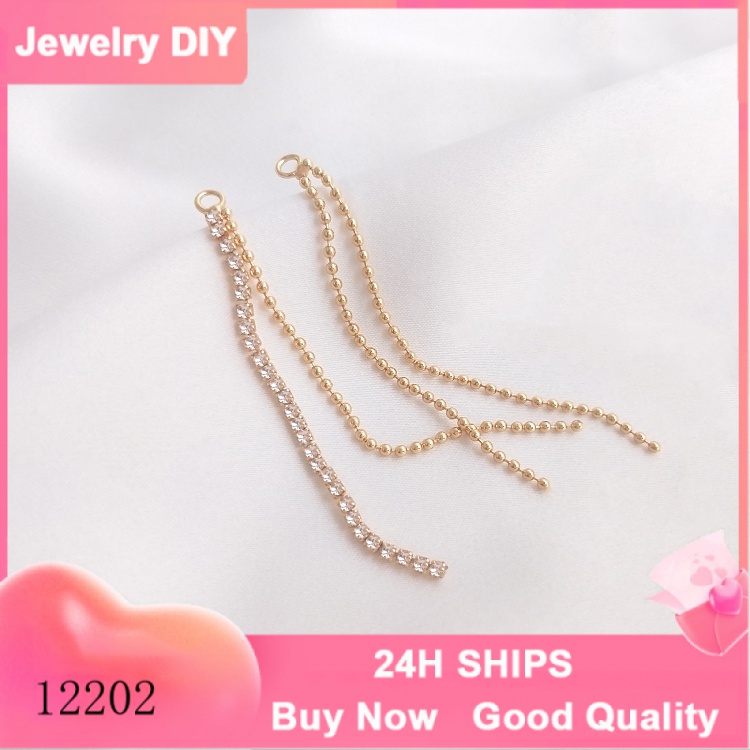 【✨đồ trang sức nữ✨】Phụ Kiện Trang Sức Bông Tai Dạng Chuỗi Dài Đính Đá Zircon Màu Vàng 14k diy[phụ kiện vòng tay/dây chuyền vòng tay/vòng tay vòng cổ/vòng tay cho nữ/vòng tay nữ]