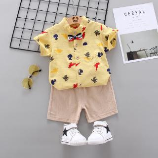 Summer baby cartoon animal print stand collar short sleeve new baby clothes two-piece T-shirt promotion