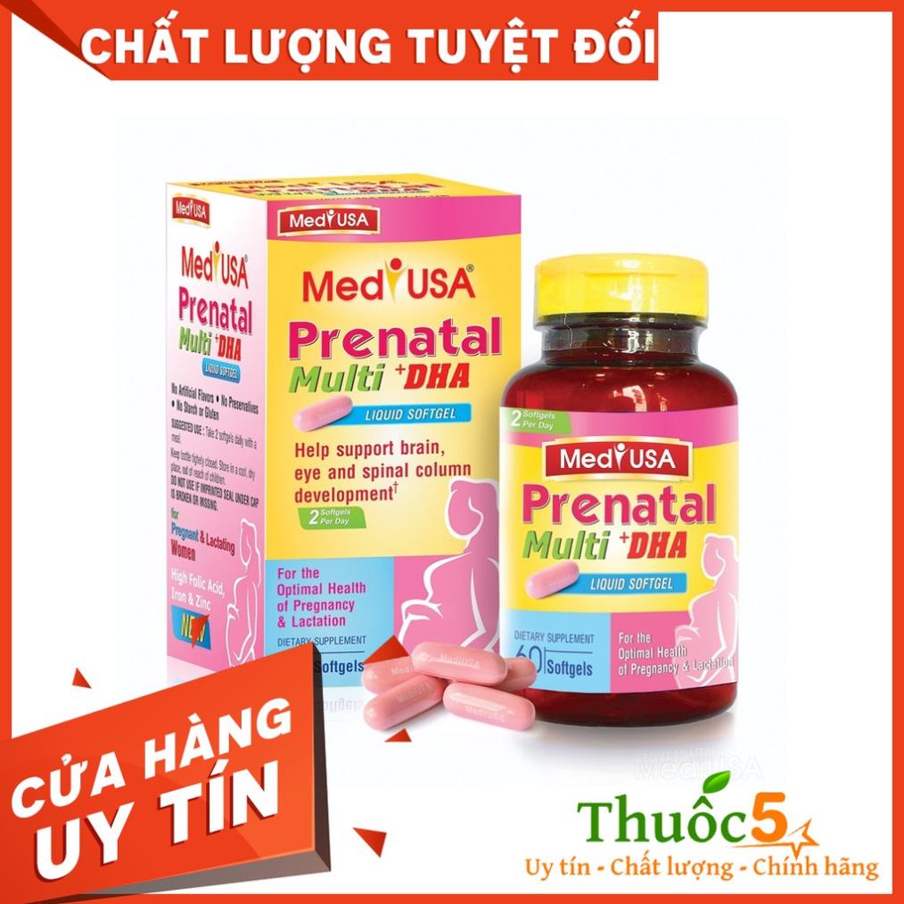 [GIÁ GỐC] MediUSA Prenatal Multi DHA bổ sung vitamin cho bà bầu - 60 viên