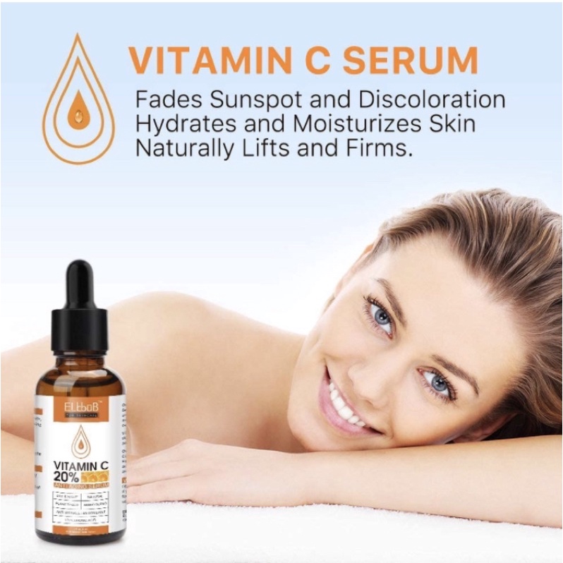 Serum trắng da mờ nám Premium 20% Vitamin C / Hyaluroic ELBBUB 30ml USA