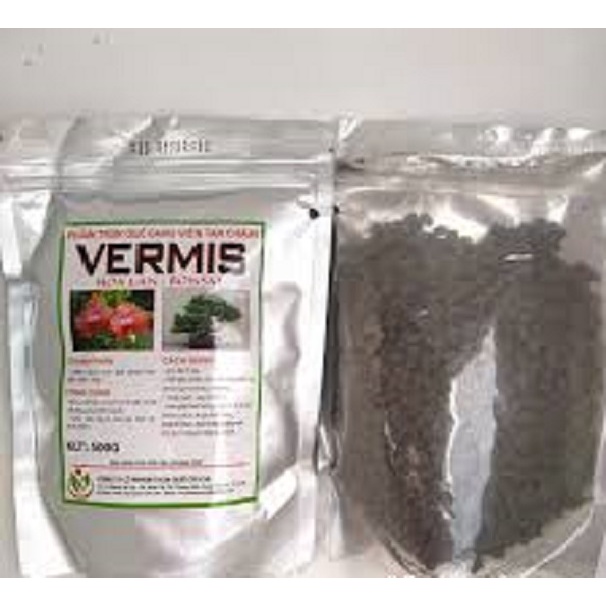 (SIÊU RẺ) Phân trùn quế viên nén tan chậm Vermis gói 1kg ( viên nén cứng, dùng được 2-3 tháng)