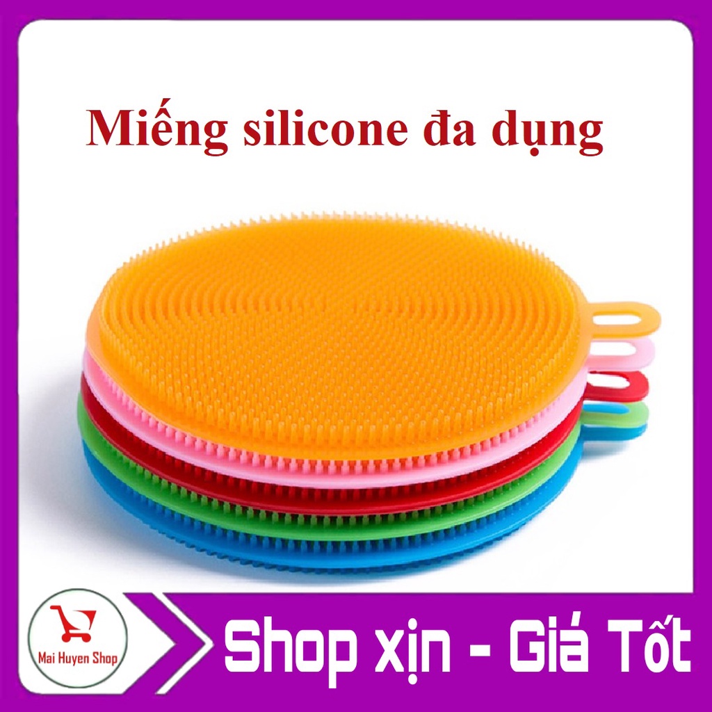 Miếng rửa chén silicone TRÒN - Giao màu ngẫu nhiên