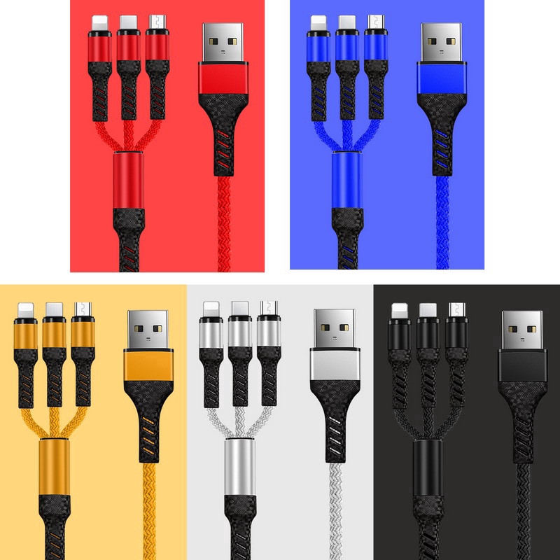 Dây cáp sạc nhanh KCO đầu Type-C Micro USB 3 trong 1 dành cho Android iPhone iPad