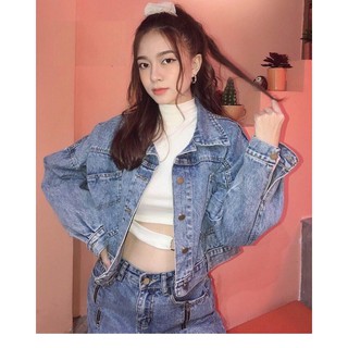 ÁO KHOÁC JEAN NỮ 4 CÚC SAU LƯNG (XANH JEAN) CROPTOP SIÊU HOT 1442