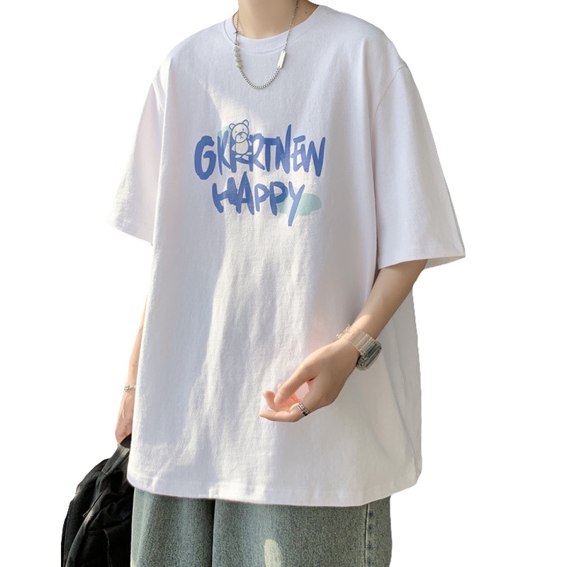 Áo thun nam tay ngắn dáng rộng in chữ phong cách hip hop thời trang mùa hè size S-8Xl