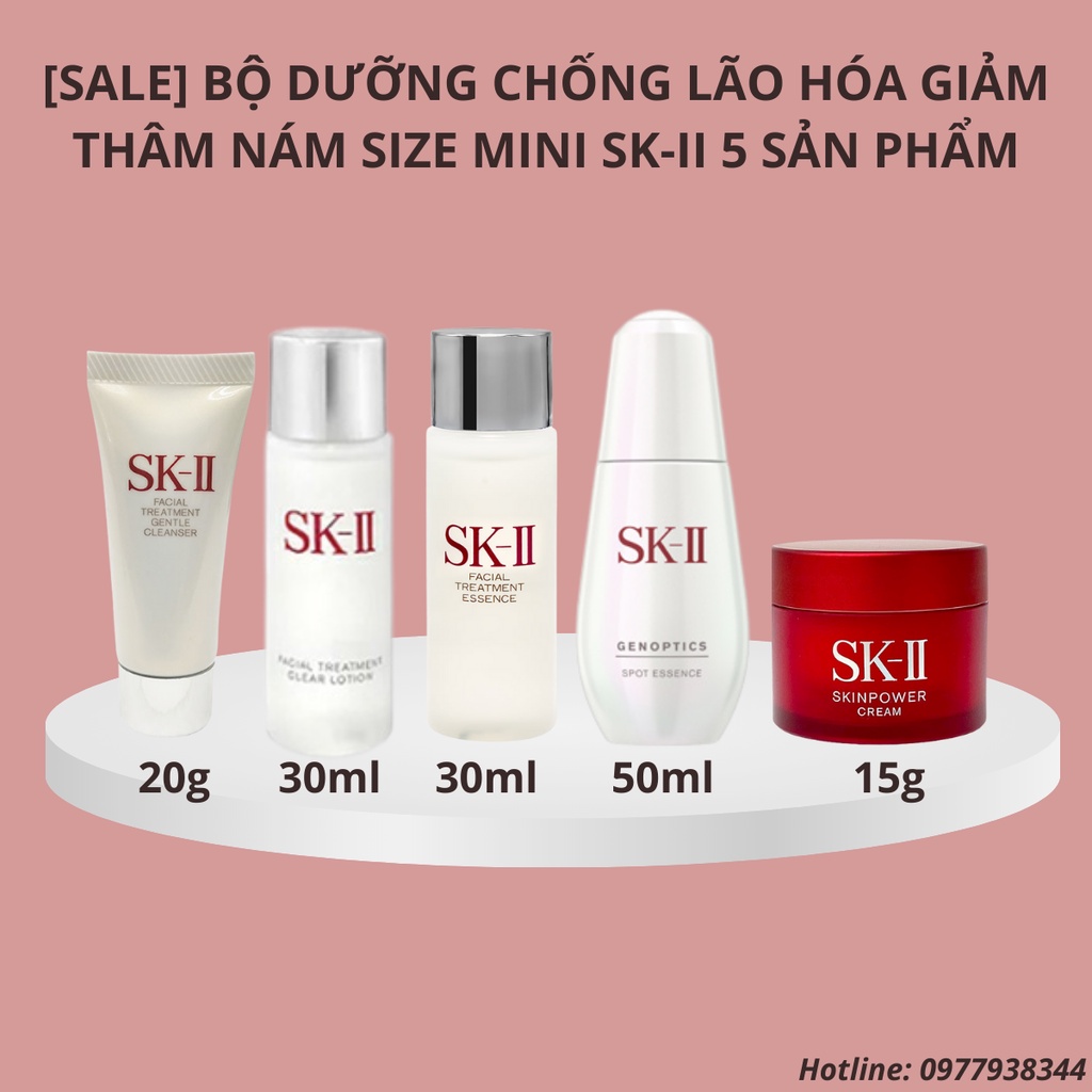 Bộ dưỡng chống lão hóa, giảm thâm nám size mini SK-II/ SK2/ SKII 5 sản phẩm (Serum Spot 50ml)