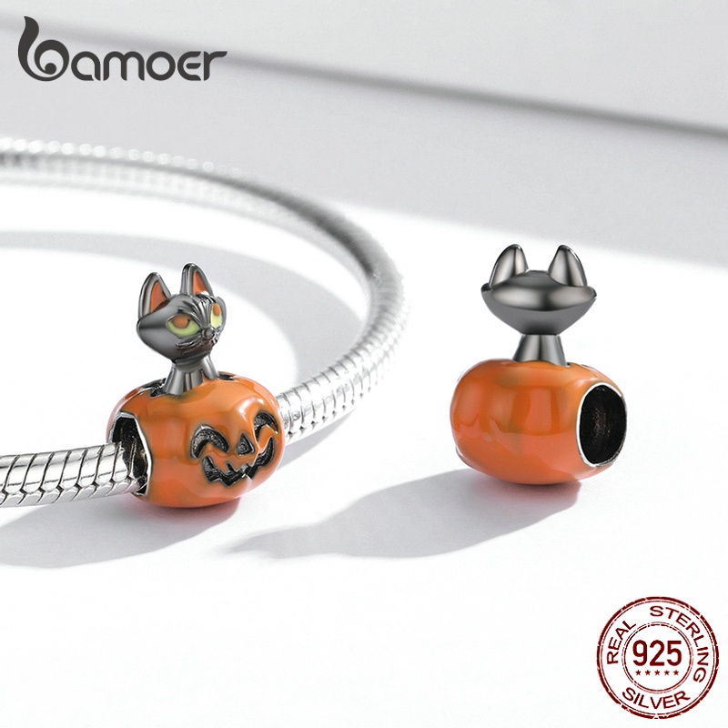 Hạt trang sức Bamoer BSC522 bằng bạc sterling 925 thiết kế 4 kiểu phong cách Halloween dùng làm đồ trang sức thủ công