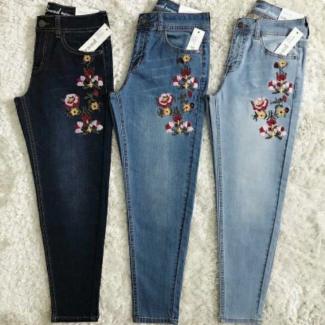 Quần jean form thêu hoa J brand 9 tấc - jeanjbrand1000