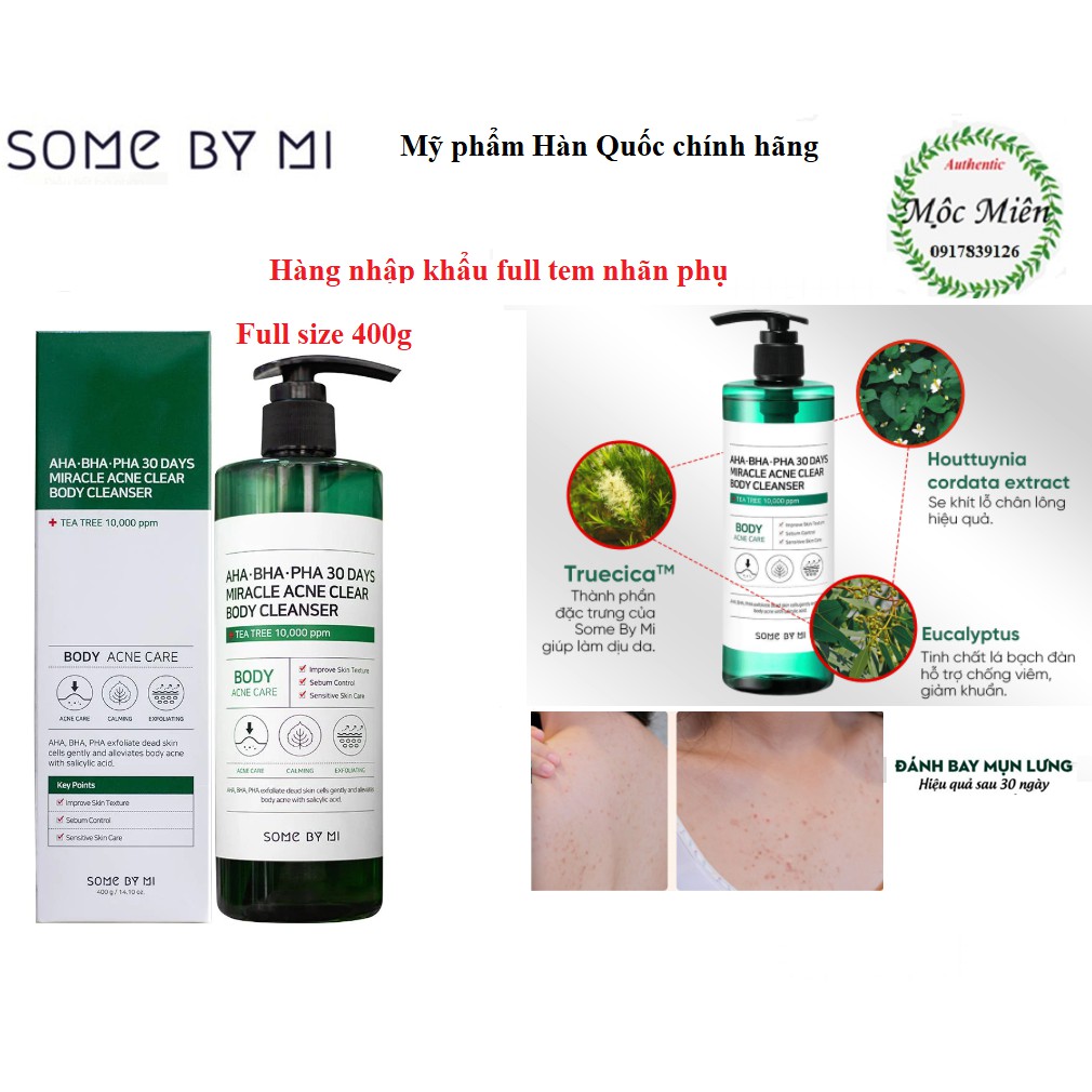 Sữa tắm trị mụn lưng Some By Mi AHA-BHA-PHA 30 Days Miracle Acne Clear Body Cleanser AHA BHA PHA