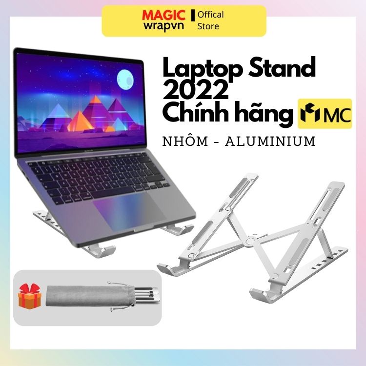 [V2]Giá đỡ Laptop, Macbook bằng nhôm điều chỉnh độ cao, đế tản nhiệt kê laptop nhôm MC x MAGICwrapvn