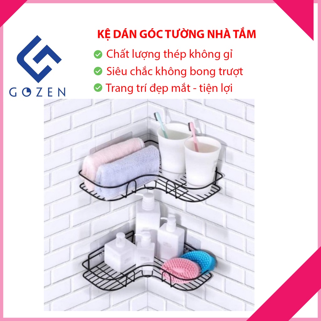 Kệ Dán Góc Tường Nhà Tắm Nhà Bếp Thép Không Gỉ Siêu Chắc Bền