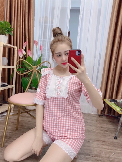 BỘ ĐỒ MẶC NHÀ TIỂU THƯ PHỐI REN SIÊU XINH FORM 40-60kg - Hàng có sẵn | BigBuy360 - bigbuy360.vn