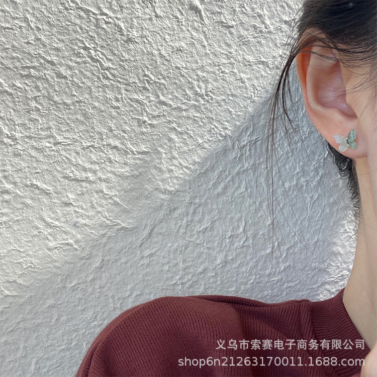 Bộ Bông Tai Mạ Bạc Đính Nơ Xinh Xắn