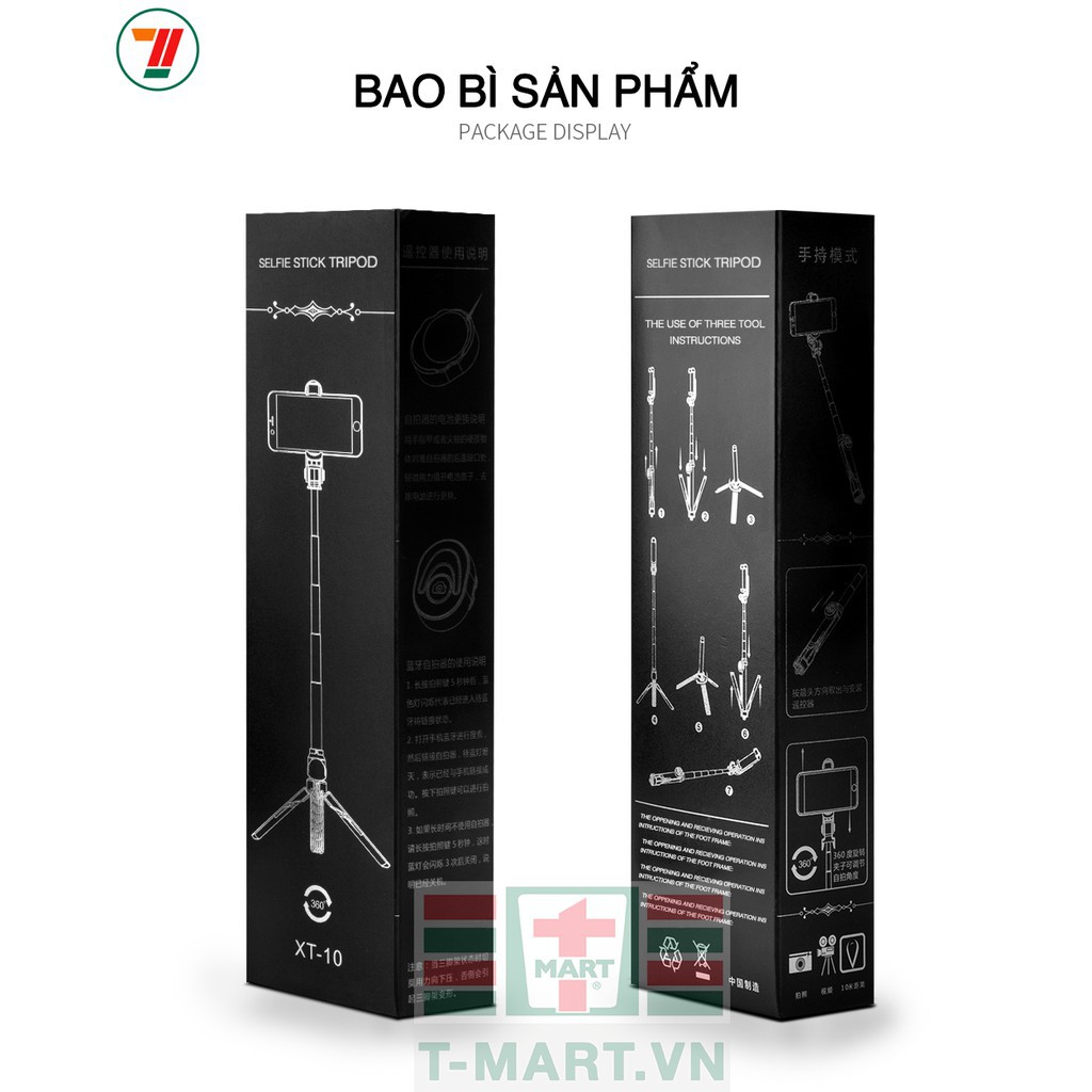 Gậy tự sướng kiêm Tripod 3 chân đa năng nhỏ gọn kèm Remote Bluetooth tiện lợi - XT10 | BigBuy360 - bigbuy360.vn