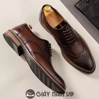 Giày oxford nam buộc dây da bò thật đế khâu sadoza giày nam cao cấp công sở đẹp vân gỗ gvn05