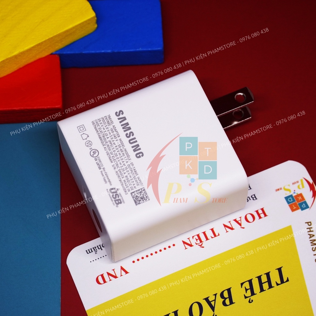 Cục Sạc Samsung 65W Chính Hãng Zin Máy| Bảo Hành 12 Tháng| Sạc Siêu Nhanh| Dùng Cho Điện Thoại Samsung, Xiaomi, IP, Oppo