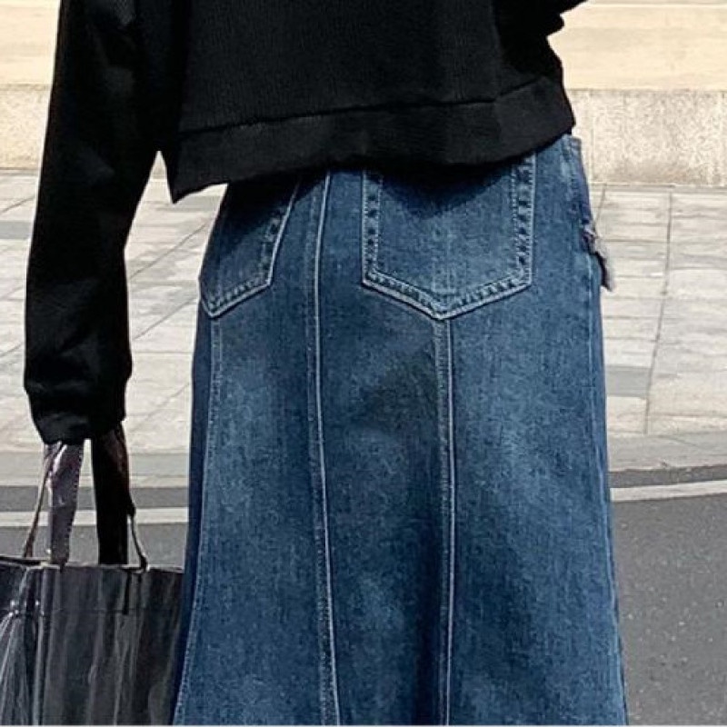 Chân Váy Denim Chữ A Lưng Cao Thời Trang Mùa Hè Dễ Phối Đồ Cho Nữ