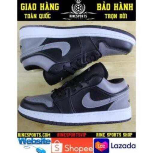 Giày SNEAK 𝗡𝗶𝗸𝗲 SUPER Jordan 1 Grey Toe Low Cổ Thấp Xám Đen P09 L *
