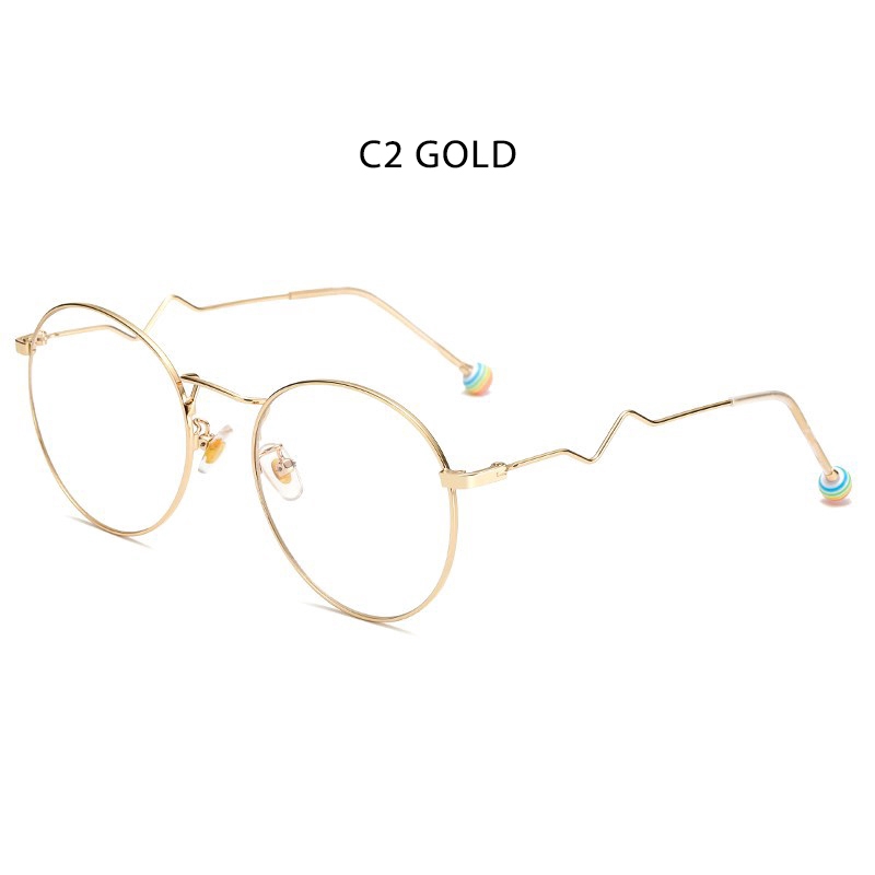 Mắt Kính Gọng Tròn Chống Bức Xạ Thời Trang Hàn Quốc Tròng Kính Thay Thế Được Cho Nữ