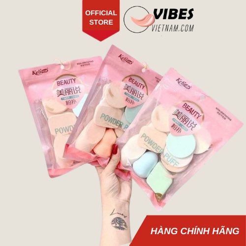 Set 13 Bông Mút Trang Điểm Keli Tán Kem Nền vibesvietnam