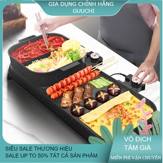 Bếp nướng lẩu 2 in 1, nồi lẩu nướng đa năng 2 trong 1 vừa nướng và nấu lẩu siêu tiện lợi. nồi lẩu 2 ngăn - bảo hành 12t