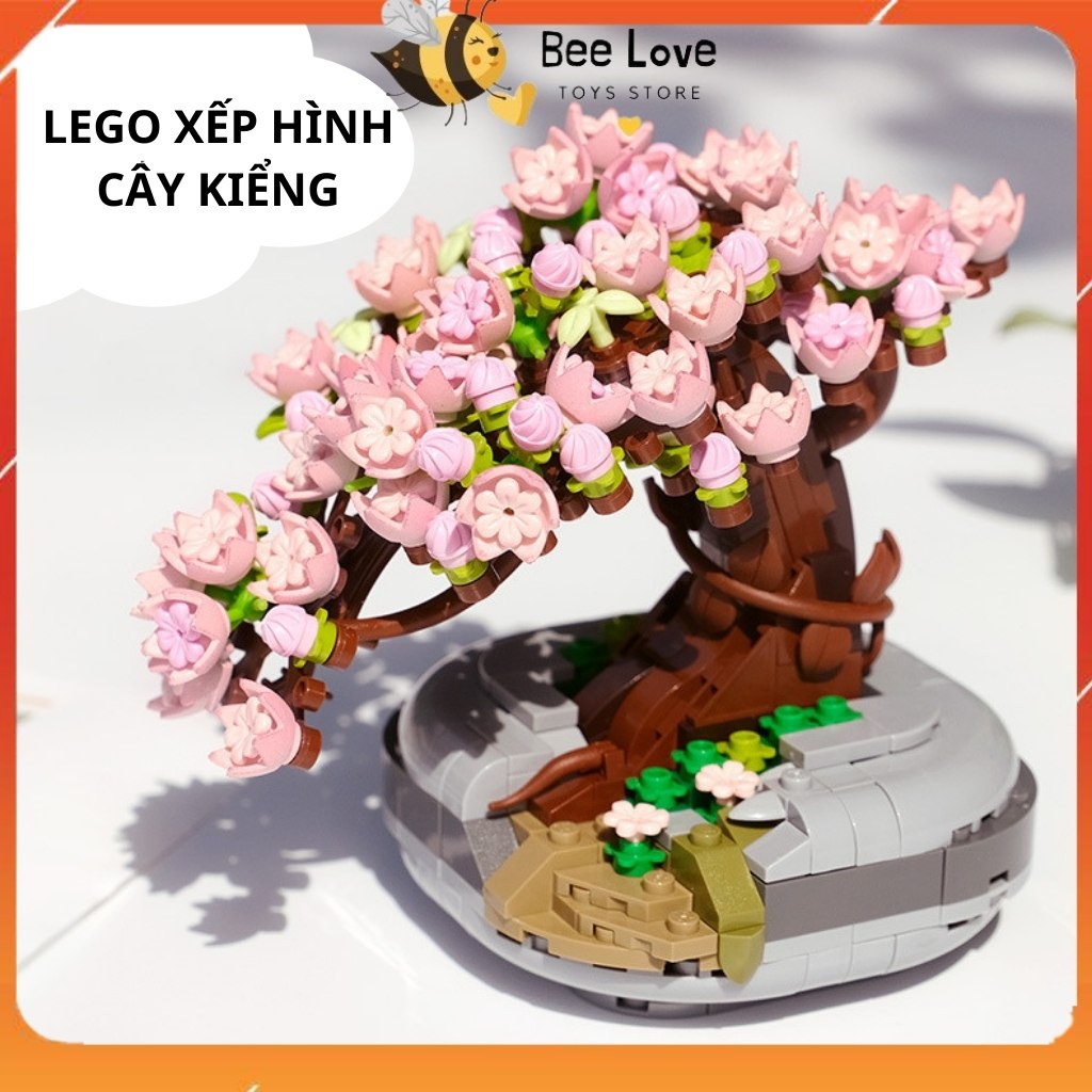 Bộ xếp hình lego bó hoa trang trí xinh xắn BL104, mô hình lắp ráp chậu cây decor nhà cửa cho người lớn trẻ em BeeLove