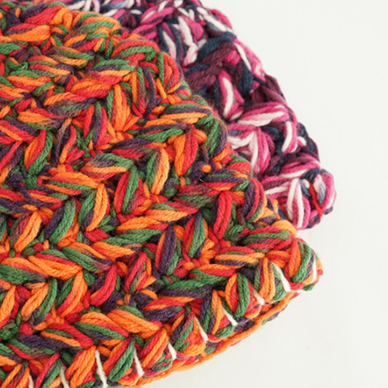 Mũ Len Dệt Kim Họa Tiết Kẻ Sọc Nhiều Màu Sắc Dày Dặn Ấm Áp Dễ Phối Đồ Thời Trang Giáng Sinh / Năm Mới