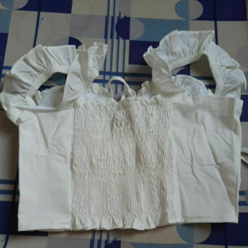 Áo croptop trắng quai bèo kèm ảnh thật | BigBuy360 - bigbuy360.vn