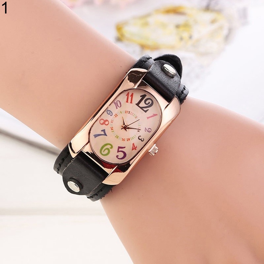 Đồng Hồ Dây Giả Da KiểU DáNg Vintage Cho Nữ