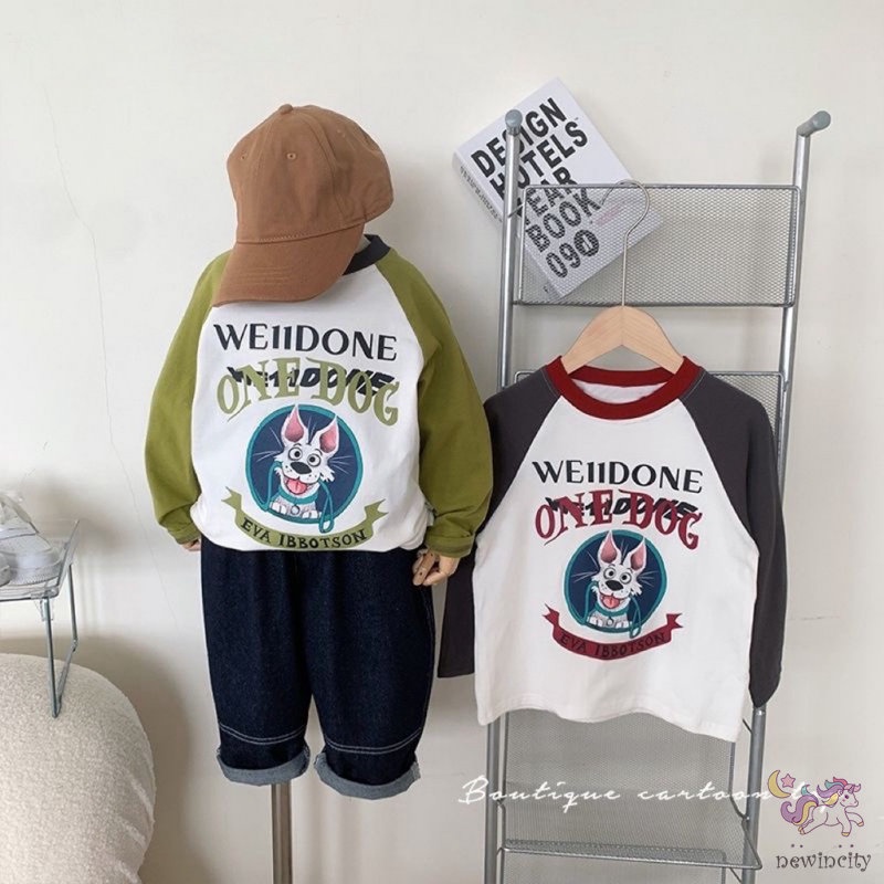 Áo Thun Tay Dài In Họa Tiết Hoạt Hình Dễ Thương Phong Cách Hàn Quốc Thời Trang Mùa Thu Cho Bé