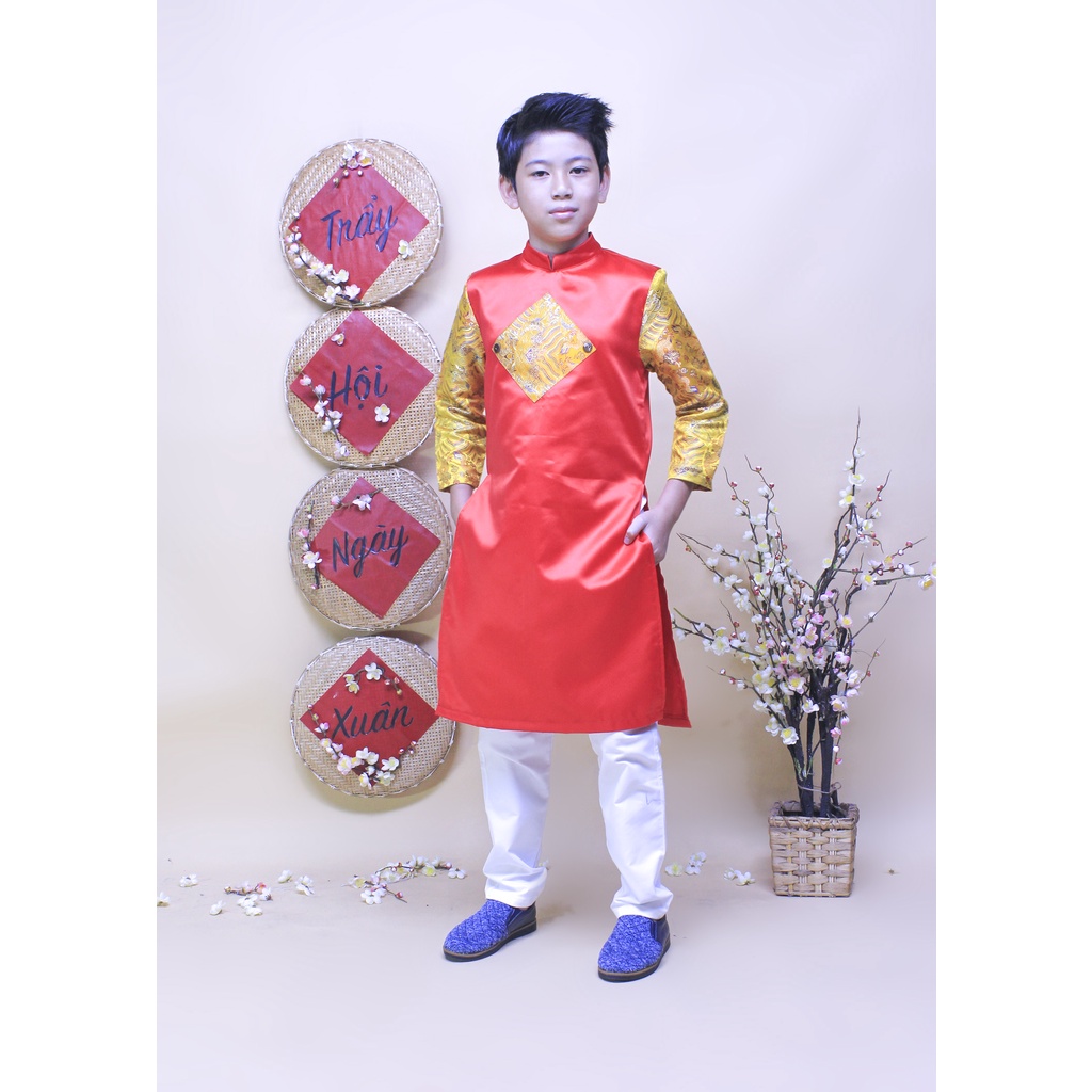 Áo dài trẻ em nam tphcm hàng thiết kế đẹp cho bé trai từ 1-12 tuổi để đi chơi và đi tiệc hay biểu diễn - JADINY