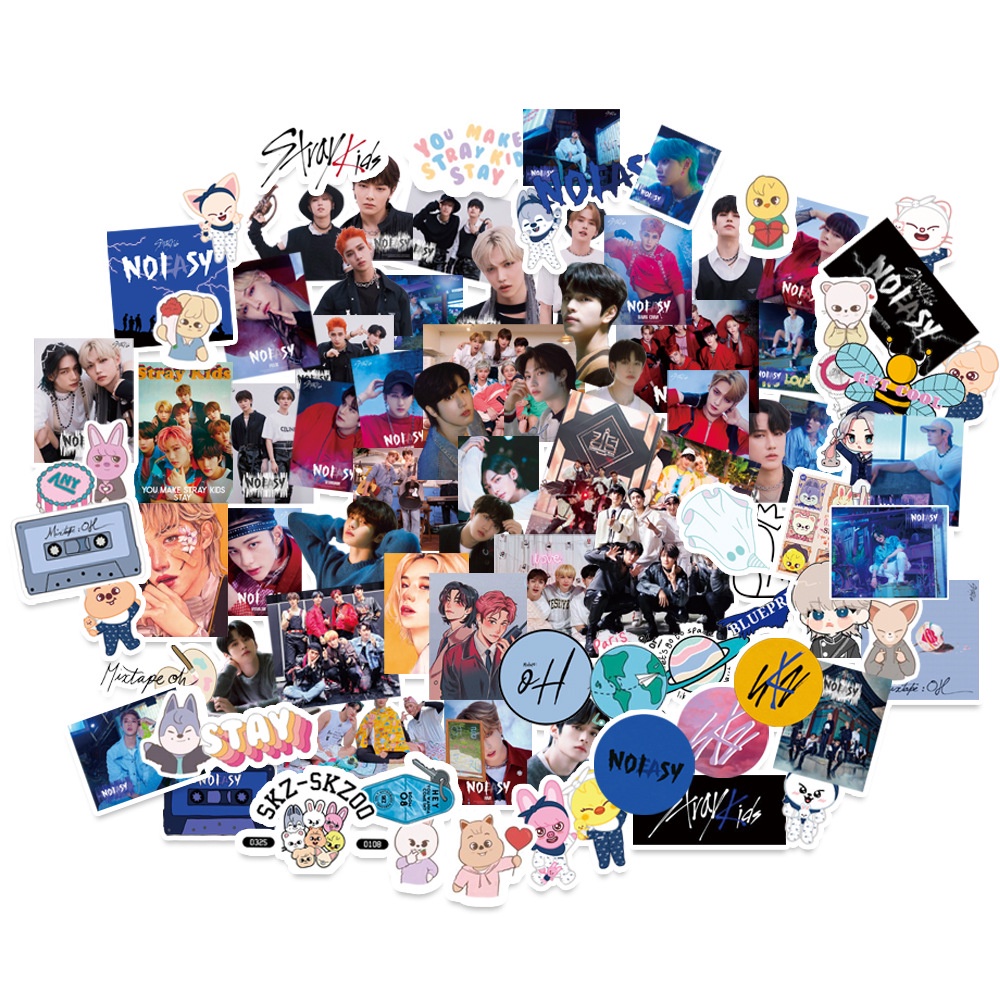 Set 96 Miếng Dán Hình Nhóm Nhạc Kpop Stray Kids Trang Trí Sổ Tay / Xe Hơi / Điện Thoại Di Động