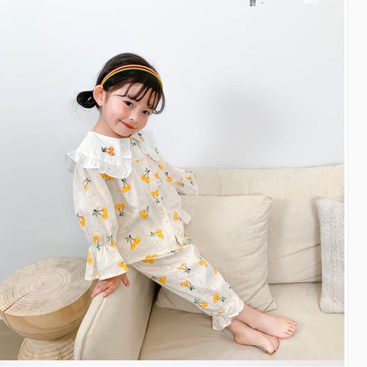 Bộ pizama dài tay cho bé gái | Họa tiết cherry | Mềm mịn | 9-23kg |