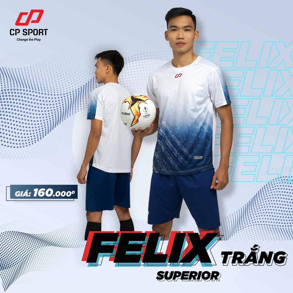 Quần Áo Đá Bóng Không Logo Felix Trắng - Đồ Thể Thao Nam Nữ Cao Cấp CP Sport