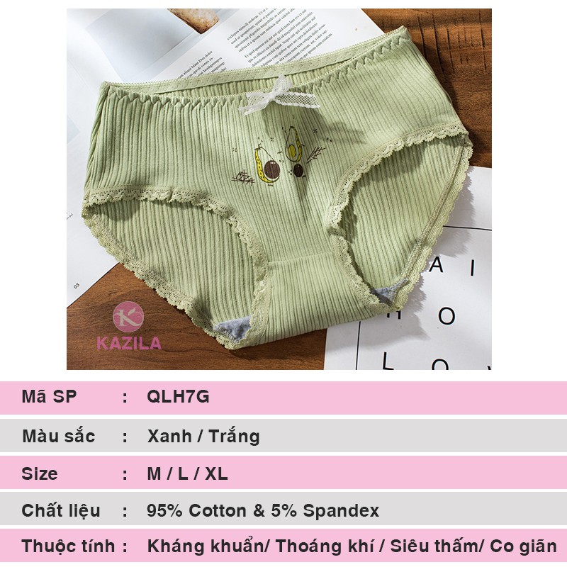 Quần lót nữ hình quả bơ gân tăm dễ thương, quần lót cotton xuất Nhật Kazila QLH7G