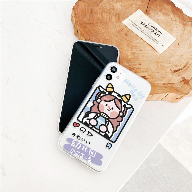 Ốp lưng iphone Girl & Cow viền trong chống ố 6/6plus/6s/6splus/7/7plus/8/8plus/x/xr/xs/11/12/13/pro/max/plus/promax