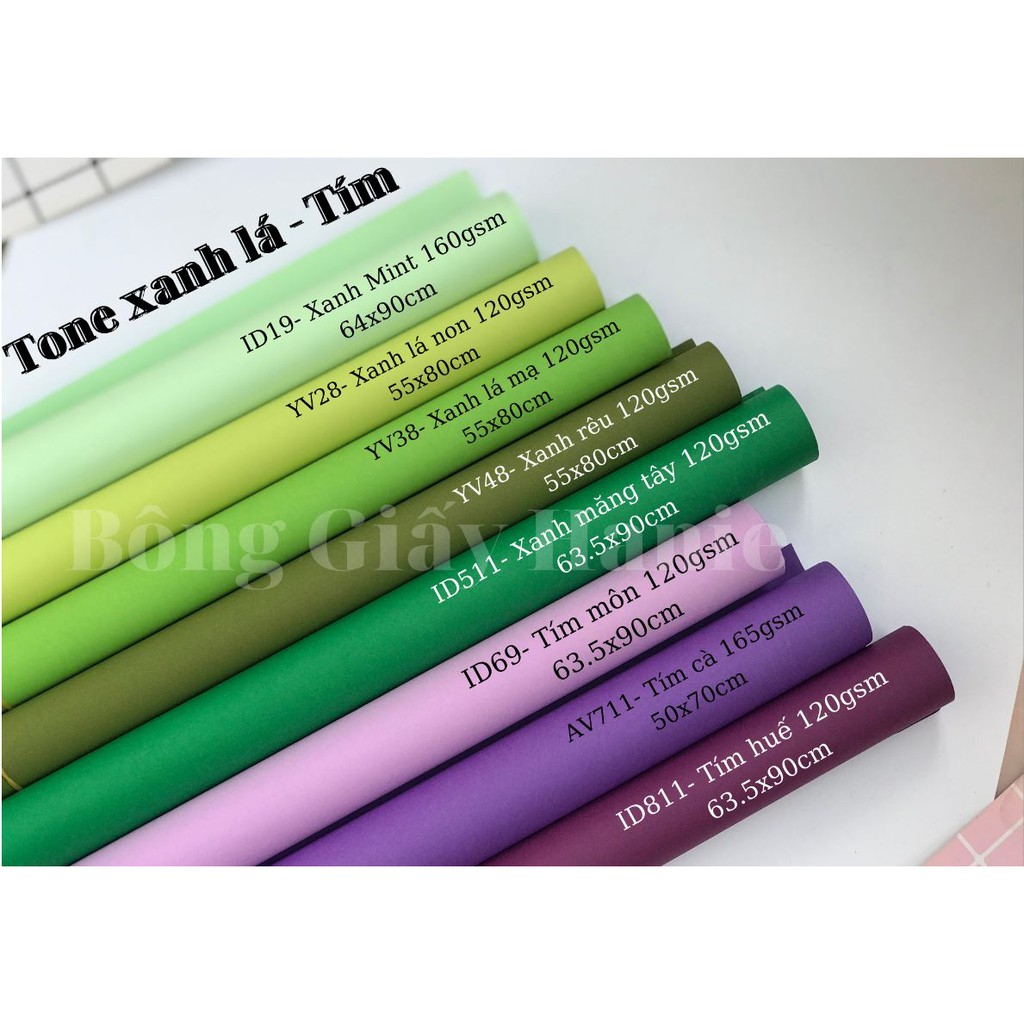 GIẤY MỸ THUẬT TONE XANH LÁ - TÍM
